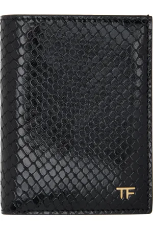 Tom Ford Porte-carte à deux volets noir gaufré façon serpent