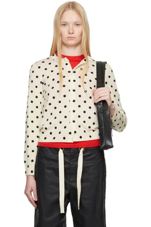 Comme des Garçons Cardigan blanc cassé à motif à pois