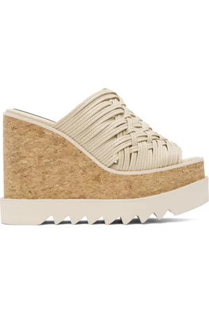 Stella McCartney Sandales à talon compensé beiges à plateforme Sneak-Elyse