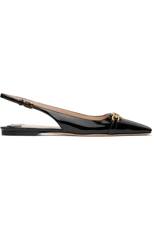 Tom Ford Ballerines noires en cuir verni à ferrure Whitney et à bride arrière