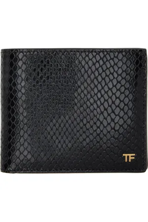 Tom Ford Portefeuille à deux volets noir gaufré façon serpent