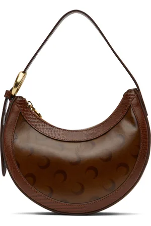 Marine Serre Mini sac Eclips brun en cuir à motif à logos aérographié