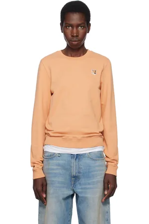 Maison Kitsuné Pull molletonné orange à coupe classique et à écusson à logo Fox Head