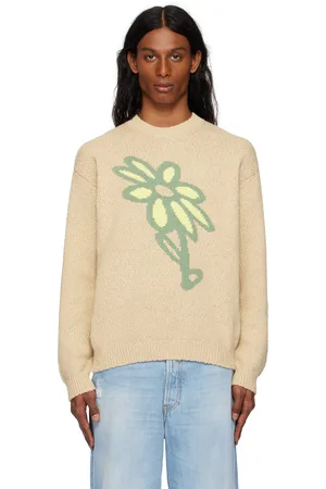 Maison Kitsuné Pull beige à image Abstract Daisy en intarsia