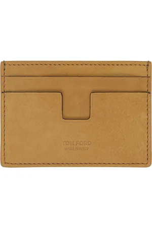 Tom Ford Porte-carte brun clair en nubuck à pince à billets