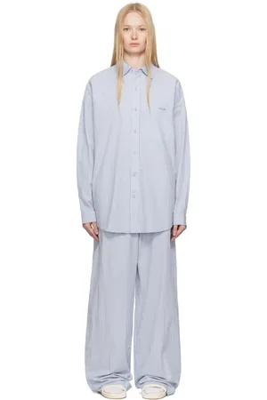 SKIMS Pyjama surdimensionné bleu et blanc - Cotton Poplin