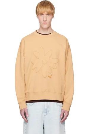 Maison Kitsuné Pull molletonné surdimensionné beige à appliqué de marguerite