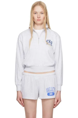 SKIMS Pull molletonné écourté gris à demi-glissière - Lightweight Fleece