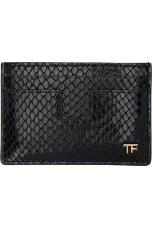 Tom Ford Porte-carte noir gaufré façon serpent