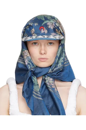 Marine Serre Casquette bleue en foulards de soie suprarecyclés