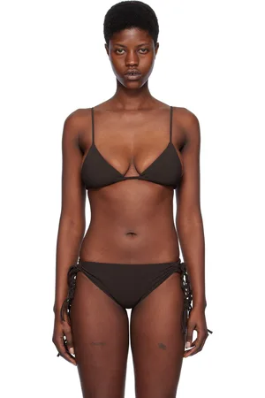Jil Sander Haut de bikini brun à ornements noués
