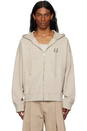 Maison Kitsuné Pull à capuche surdimensionné taupe à écusson à logo Bold Fox Head et à glissière