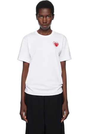 Comme des Garçons T-shirt blanc à logo rouge à pierres du Rhin