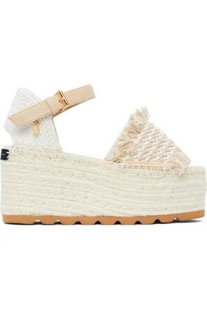 Stella McCartney Sandales à talon compensé de style espadrille Gaia blanc cassé et beige à plateforme