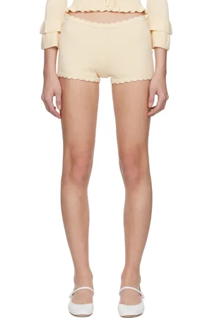 DANIELLE GUIZIO Short beige en tricot à bords festonnés