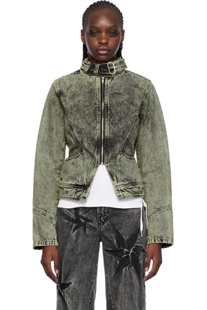 Masha Popova Blouson de style blouson motard gris en denim