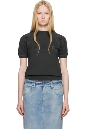 Maison Margiela Pull molletonné à manches courtes noir