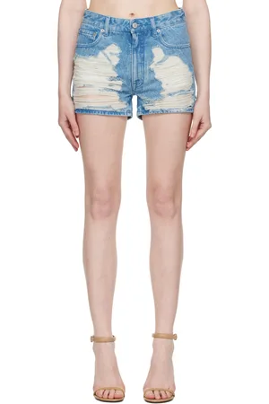 Maison Margiela Short bleu en denim à effet usé