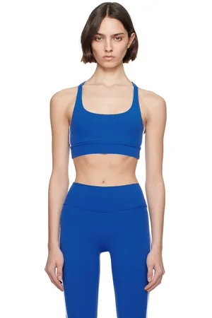 Sporty & Rich Soutien-gorge de sport bleu marine à logo Bold Health
