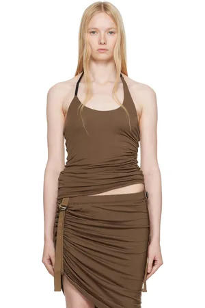 Helmut Lang Haut Wind brun à patte coulissante