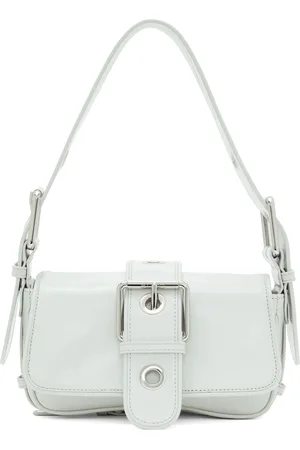 By Far Sac Eloise blanc cassé en cuir plissé