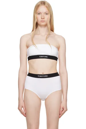 Tom Ford Soutien-gorge de style bandeau blanc en modal à logo