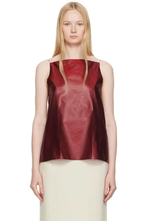 Carven Haut de style débardeur rouge en soie pressée