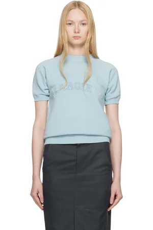 Maison Margiela Pull molletonné à manches courtes bleu