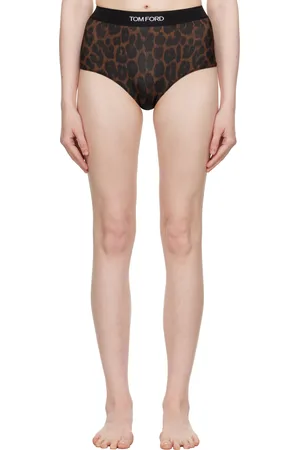 Tom Ford Culotte brune en modal à motif léopard et à logo