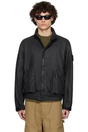 Stone Island Blouson TC noir en canevas à tissage Panama de nylon