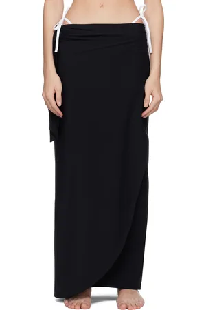 Hunza G Jupe cache-maillot longue de style sarong noire à FPRUV 50+