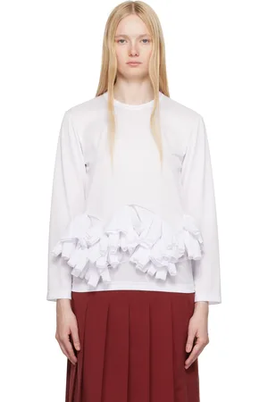 Comme des Garçons T-shirt blanc en filet à appliqués