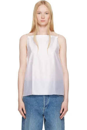 Carven Haut de style débardeur blanc en soie pressée
