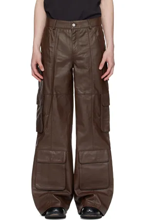 Deadwood Pantalon Prance brun en cuir exclusif à SSENSE