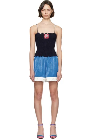 Conner Ives Combishort de style boxe noir à bouillons