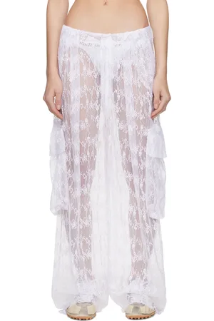 Collina Strada Pantalon cargo blanc en dentelle à panneaux