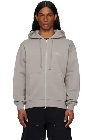 DIME Pull à capuche gris à glissière et à logo modifié