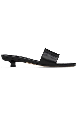 By Far Sandales à talon Ceni noires en cuir gaufré façon anguille