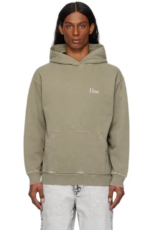 DIME Pull à capuche vert en jersey bouclette à logo