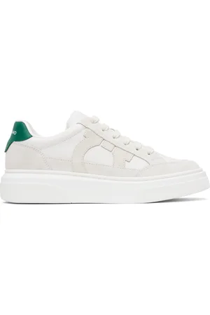 Salvatore Ferragamo Baskets basses blanc cassé à appliqué Gancini