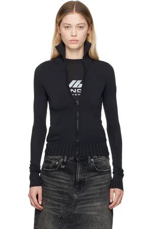 Balenciaga Pull noir à logo et à glissière