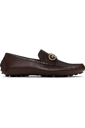 Salvatore Ferragamo Flâneurs de conduite bruns à ferrure Gancini