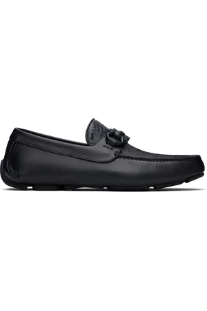 Salvatore Ferragamo Flâneurs de conduite bleu marine à ferrure Gancini