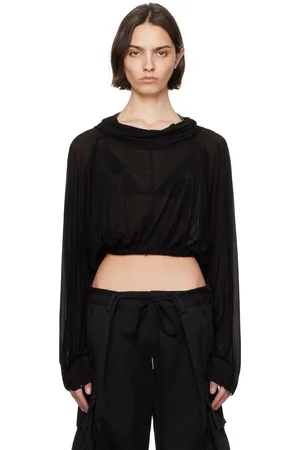 Rick Owens Haut de style tunique écourté noir à capuche - Hollywood