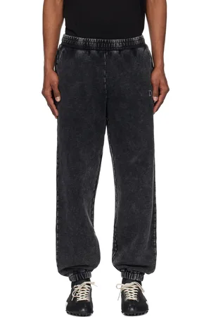 DIME Pantalon de survêtement noir en jersey bouclette à logo