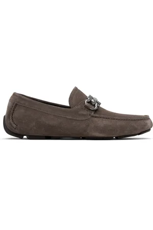 Salvatore Ferragamo Flâneurs de conduite taupe à ferrure Gancini
