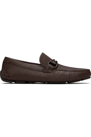 Salvatore Ferragamo Flâneurs de conduite bruns à ferrure Gancini