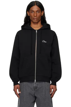 DIME Pull à capuche noir à glissière et à logo modifié