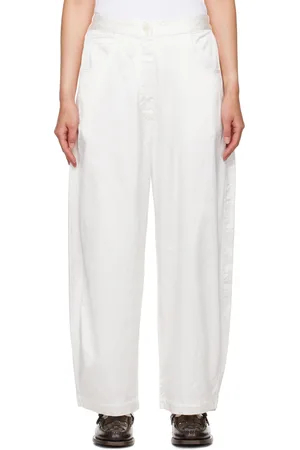 CORDERA Pantalon blanc à coutures extérieures incurvées