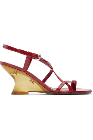 DRIES VAN NOTEN Sandales à talon rouges en cuir verni
